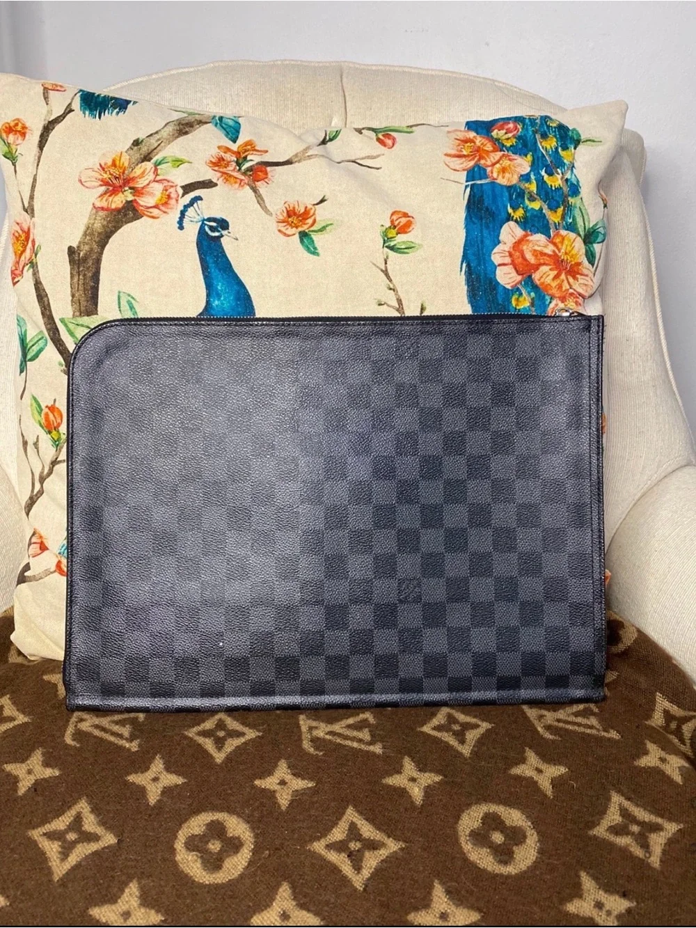 Louis Vuitton Damier Graphite Poche Documents Portfolio Clutch Bag Black